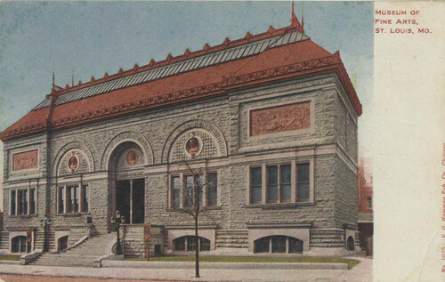 A postcard showing the original Museum of Fine Arts building.