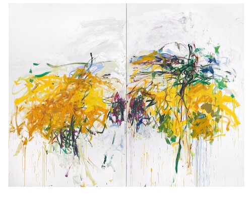 Joan Mitchell (1925–1992), Untitled, 1992. Oil on canvas, 110 1/4 x 142 in. (280 x 360.7 cm). Shah Garg Collection. © Estate of Joan Mitchell.