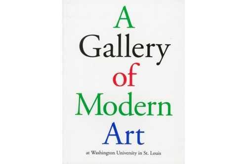 
The cover of A Gallery of Modern Art. The title is written in green, black, blue, and red on a white background.
