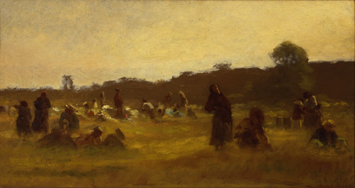 Eastman Johnson (American, 1824–1906), The Cranberry Pickers (A Study), 1876. Oil on academy board, 12 1/2 x 22 7/8 in. University purchase, Parsons Fund, 1963.