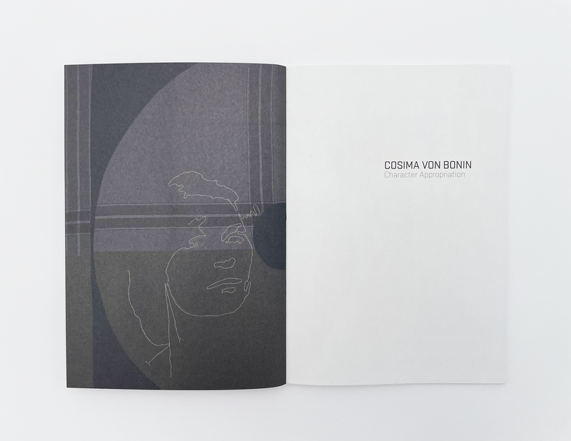 Interior spread of the book "Cosima von Bonin: Character Appropriation"