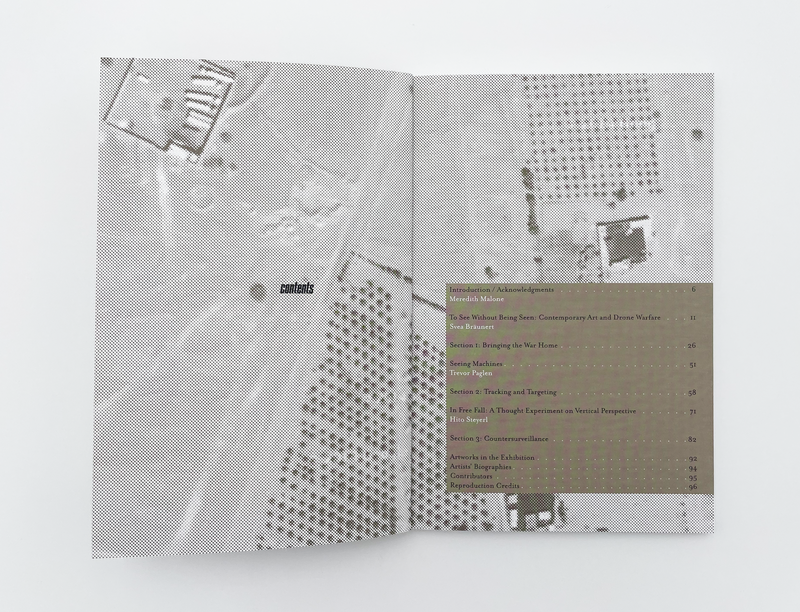 Interior spread of the book "To See Without Being Seen: Contemporary Art and Drone Warfare"