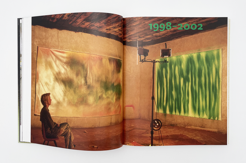 Interior spread of the book "Katharina Grosse Studio Paintings, 1988–1992"