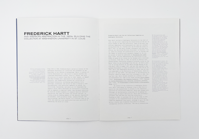 Interior spread of the brochure "Frederick Hartt and American Abstraction in the 1950s"