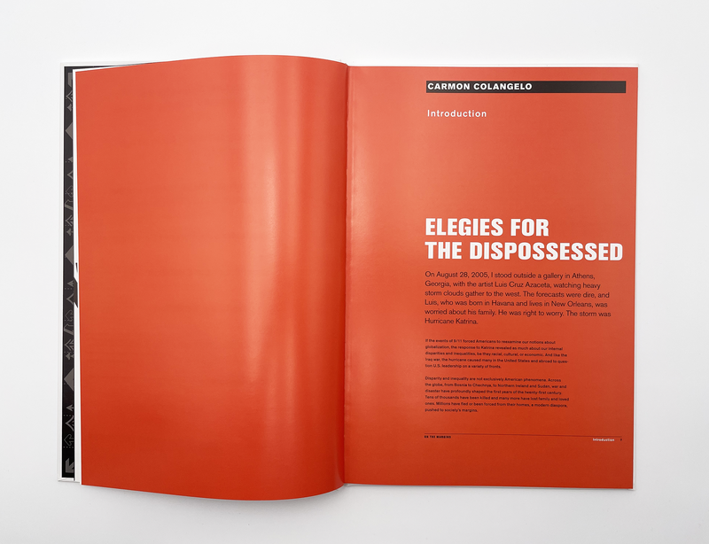 Interior spread of the book "On the Margins"