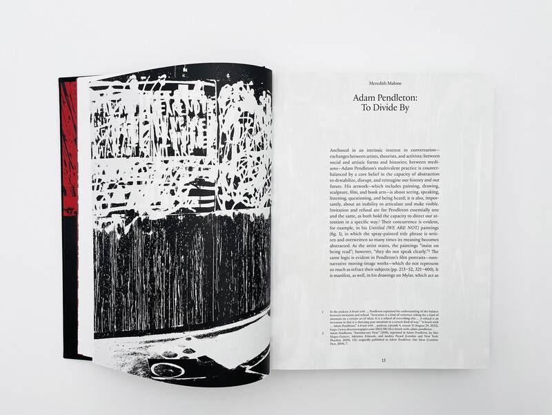 Interior spread of the book Adam Pendleton: To Divide By